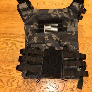 Black Camouflage Vest with Flag Patch